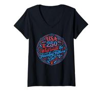 Women's USA 250 Founding Fathers American History Patriot V-Neck T-Shirt