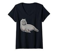 Women's USA America - Animals - Elephant Seal V-Neck T-Shirt