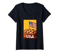 Womens USA American Cherry Pie V-Neck T-Shirt