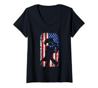 Women's USA American Flag Salsa Dance Latin Dancer V-Neck T-Shirt