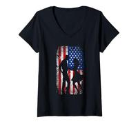Women's USA American Flag Square Dancer Country Western Dance V-Neck T-Shirt