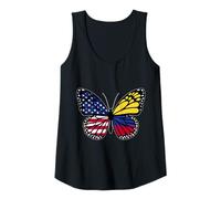 Womens USA and Colombia Mix Butterfly Roots Colombian American Tank Top