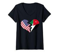 Women's USA and Jordan Broken Heart International Love V-Neck T-Shirt