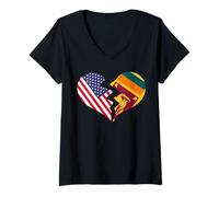 Women's USA and SRI Lanka Broken Heart International Love V-Neck T-Shirt
