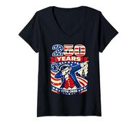 Women's USA Anniversary Dabbing Uncle Sam 250th America 4th July V-Neck T-Shirt