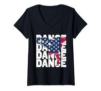 Womens USA Breakdancing V-Neck T-Shirt