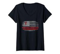 Womens USA Flag Emergency Department Emergency Room Nursing V-Neck T-Shirt