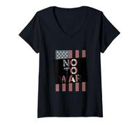 Women's USA Flag Not My War Pro Peace Freedom Statement V-Neck T-Shirt