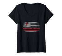 Womens USA Flag Respiratory Therapist RT Care Week For Men Women V-Neck T-Shirt