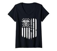 Womens USA Flag RN & ER Nurse Funny Nurse Nursing School Men Women V-Neck T-Shirt