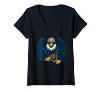 Womens USA Lightning Eagle of Courage and Unity V-Neck T-Shirt