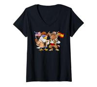 Women's USA Spain Flag American Spanish Roots American Spanish V-Neck T-Shirt