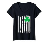 Women's USA St Patricks Day - Irish Four Leaf Clover Ireland Party V-Neck T-Shirt