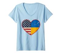Womens USA Ukraine Heart - Dual Citizenship V-Neck T-Shirt