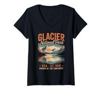 Womens USA Wilderness Glacier Park Adventure Hiker V-Neck T-Shirt