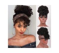 Women's use Afro Curly Hair Chignon With Bangs Synthetic Kinky Curly Drawstring Ponytail Clip In Hair Extension For hair(2)