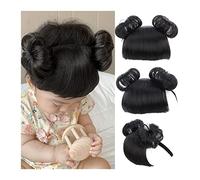 Women's use Headband Bun with Bangs, Kids Wig Accessories Kids Bun Hair Pieces with Hairband, Synthetic Hair Chignon with Bangs, Fashion Kids Cat Ear For hair