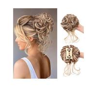 Women's use Messy Bun Hair Piece Claw Clip in Wavy Curly Chignon Synthetic Tousled Updo Hair Extensions with Tendrils For hair(12H24)