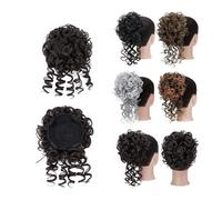 Women's use Messy Curly Hair Bun Scrunchies Extensions Synthetic Drawstring Ponytail Updo Hair Pieces for Women For hair(Sliver Gray )