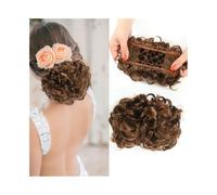 Women's use Short Messy Curly Dish Hair Bun Extension Easy Stretch Scrunchie Combs Clip in Ponytail Hairpieces For hair(6A)