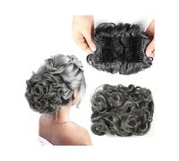 Women's use Short Messy Curly Dish Hair Bun Extension with Combs Thick Chignon Hairpiece Ponytail Hairpiece For hair(Q1-1BTDdimgray)
