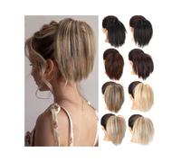 Women's use Synthetic Elastic Rubber Band Messy Bun Fake Hair Straight Donut Scrunchie Chignon for Women For hair(30T6)