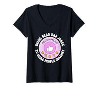 Womens Using Dead Dad Jokes To Make People Uncomfy Vintage Quote V-Neck T-Shirt