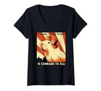 Womens USSR Communist Capybara Soviet A Friend to The People V-Neck T-Shirt