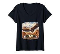 Women's Utah Desert Eagle Mountain State Pride Art V-Neck T-Shirt