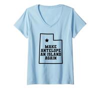 Women's Utah Make Antelope an Island Again Great Salt Lake V-Neck T-Shirt