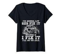 Women's UTV Offroad SXS Funny Riding Four Wheeler Mudding V-Neck T-Shirt