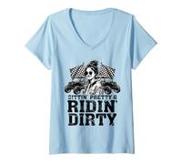 Womens UTV SxS Sittin Pretty Off Road Girl Passenger Princess V-Neck T-Shirt