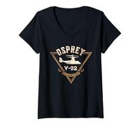 Womens V-22 Multi-Mission Tilt-Rotor Aircraft Distressed V-Neck T-Shirt