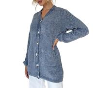 Women'S V Neck Cardigans,Long Sleeve Chenille Cardigans Sweater Coat Open Front Buttons Ladies Knitted Cardigans Autumn Winter Soft Warm Knitting Jacket Jumpers Tops,Blue,One Size Fit S,L