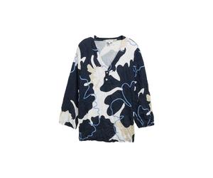 Women's V-Neck Crinkled Blouse Tom Tailor Bleu XS