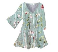 Women's V-Neck Daily Casual Top Anime T-Shirt, Green, XXL