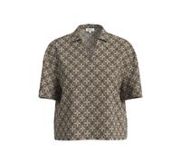 Women's V-Neck Fluid Viscose Blouse with Full Print and Shirt Collar Slit s.Oliver Marron 40