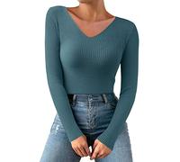 Women's V Neck Knitted Pullover Thermal Pullover Women's Winter Sports Tops Long Sleeve Fine Knit Jumper Stretch Knitted Jumper Casual Comfortable Jumper Dress Elegant Sweatshirt Long Sleeve Shirt, a,