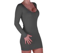 Womens V Neck Long Sleeve Bodycon Fashion Stretch Casual Plain Party Mini Dress