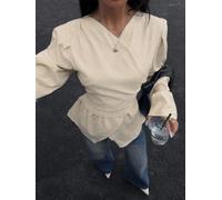 Women's V-Neck Pinstripe Blouse Long Sleeve Tucked Waist Shirt Autumn | Polyester Fabric, Medium Stretch, Regular Fit, Autumn Winter Wear, Commuting Dating Outdoors Home