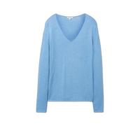 Tom Tailor Front Logo Coin V Neck Sweater Blue S Woman