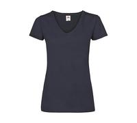 Women's V-neck T-shirt Fruit of the Loom Valueweight Bleu 2XL