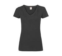 Fruit of the Loom Women's Valueweight V-Neck T-Shirt Lady-fit Black (Black 101) XXL