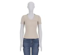 Women's V-neck T-shirt Guess Light Basic Beige XL
