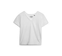 Women's V-neck T-shirt Superdry Slub Emb de Studios Blanc XL