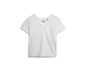 Women's V-neck T-shirt Superdry Slub Emb de Studios Blanc XS