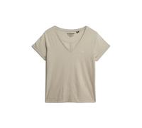Superdry Studios Slub Embroidered Vee Short Sleeve T-shirt Beige XS Woman