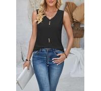 Women's V-Neck Vest Sleeveless Solid Summer for top Women's V-Neck | Classic V-neckline with eyelet hollow out sleeves, stylish and airy for hot summer days