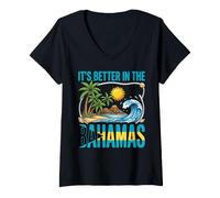 Women's Vacation Bahamian Beach Summer It's Better in Bahamas V-Neck T-Shirt