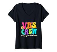 Women's Vacation Bible School vbs Crew Kids Church Camp V-Neck T-Shirt